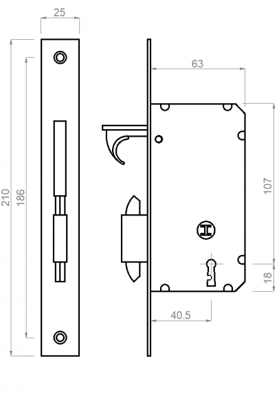 Cerradura p/Puerta Corrediza de interior.